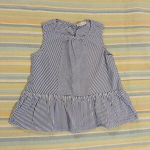 Girl's Crewcuts Blue/White Striped Peplum Top Size 7